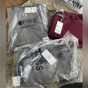 Figs burgundy scrub pant